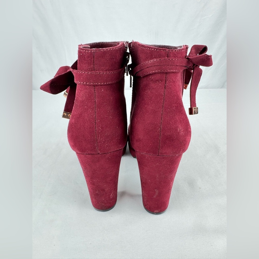 LC by Lauren Conrad Maroon Zippered Booties with Bow Detail - Picture 3 of 7